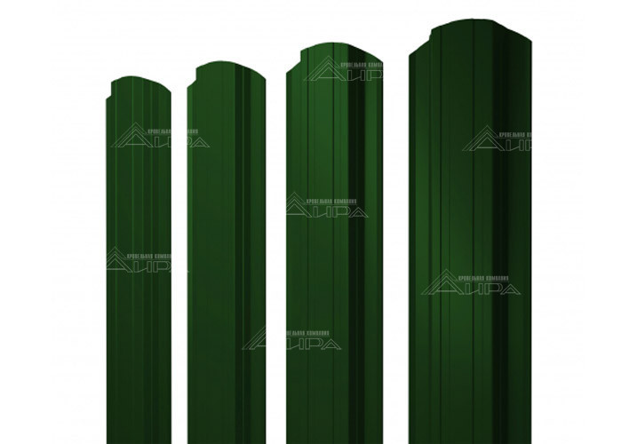 Фигурный штакетник прямоугольный PE 0,4 - RAL6005